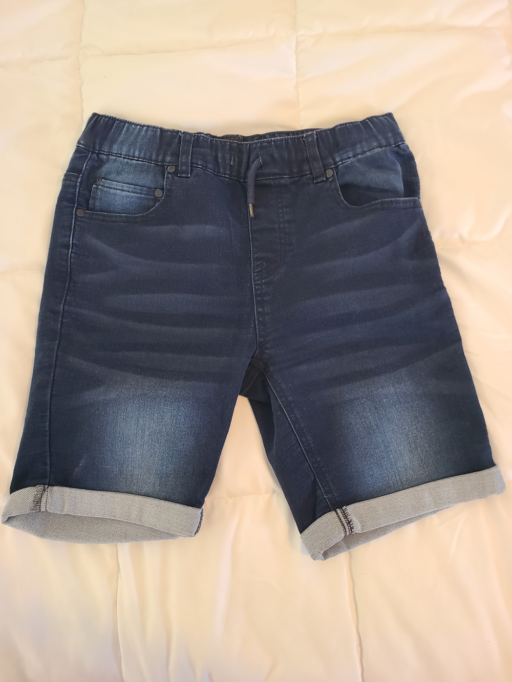 Denim Works Dark Blue Jeans with Leather Logo Patch